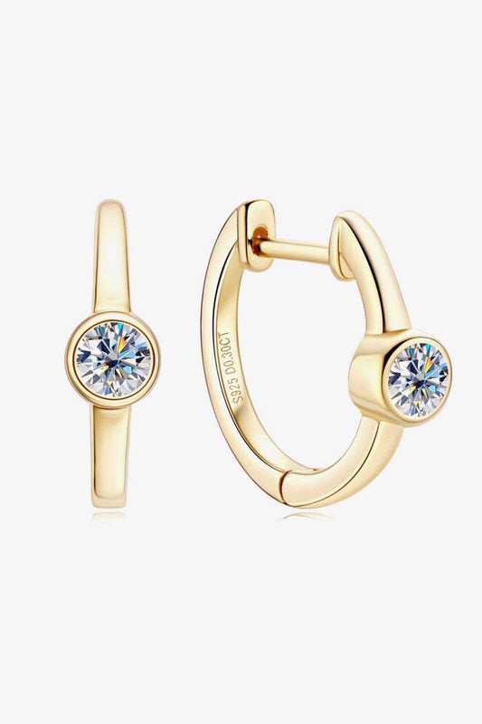 18k Gold-Plated Inlaid Moissanite Huggie Earrings