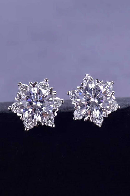 2 Carat Moissanite 925 sterling silver Floral Stud Earrings