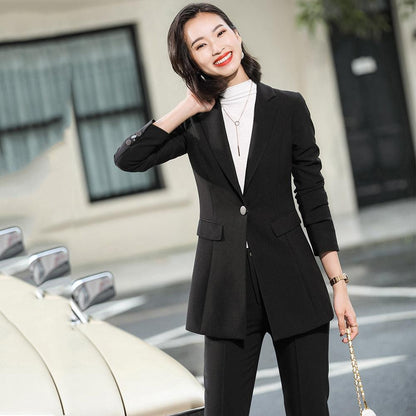 2 Piece Set Women Pant Suit Office Lady Jacket Blazer And Trousers