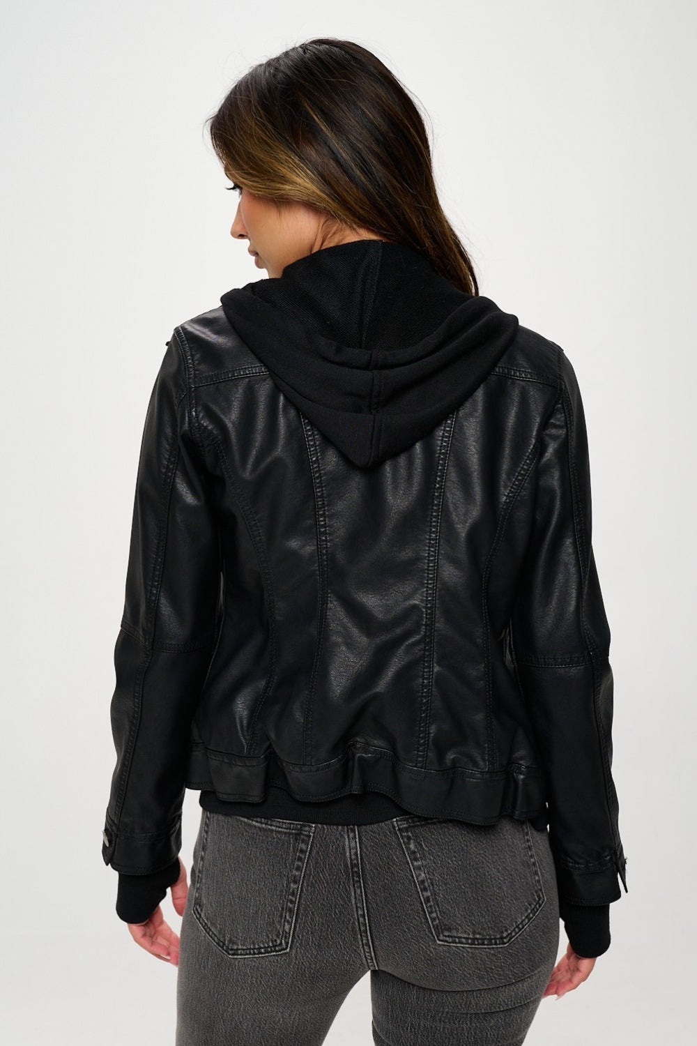 Double Zip Hooded Long Sleeve Jacket with Drawstring