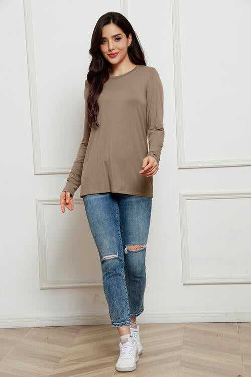 Basic Bae Full Size Round Neck Long Sleeve Top