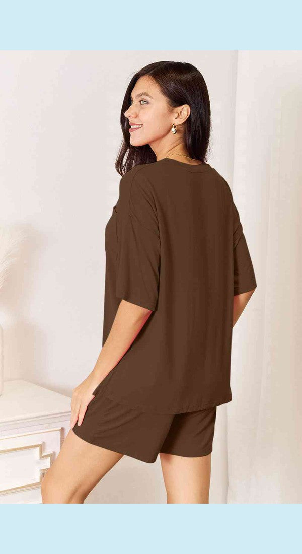 Basic Bae Full Size Soft Rayon Half Sleeve Top and Shorts Set