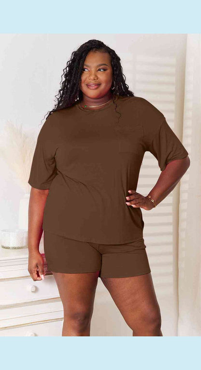 Basic Bae Full Size Soft Rayon Half Sleeve Top and Shorts Set