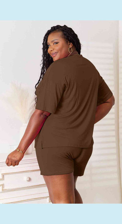 Basic Bae Full Size Soft Rayon Half Sleeve Top and Shorts Set