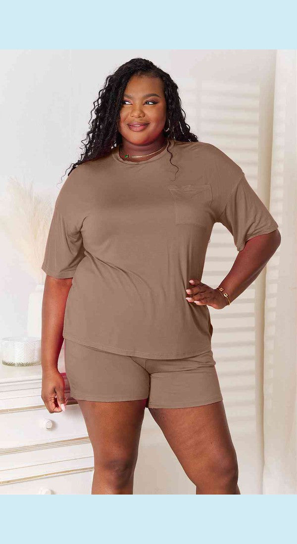 Basic Bae Full Size Soft Rayon Half Sleeve Top and Shorts Set