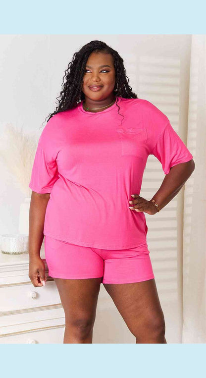 Basic Bae Full Size Soft Rayon Half Sleeve Top and Shorts Set