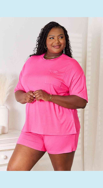 Basic Bae Full Size Soft Rayon Half Sleeve Top and Shorts Set