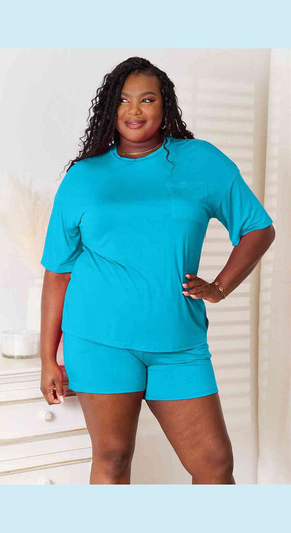 Basic Bae Full Size Soft Rayon Half Sleeve Top and Shorts Set