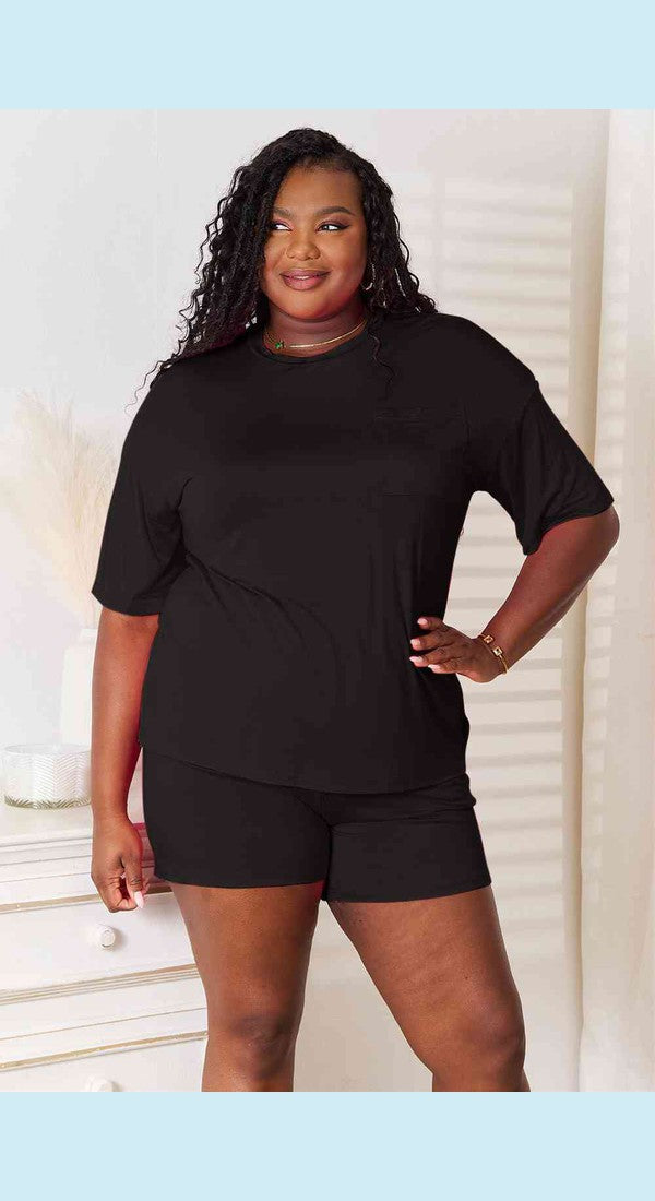 Basic Bae Full Size Soft Rayon Half Sleeve Top and Shorts Set