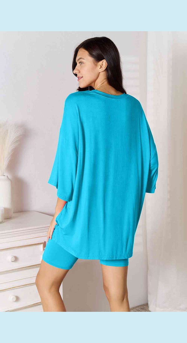 Basic Bae Full Size Soft Rayon Three-Quarter Sleeve Top and Shorts Set