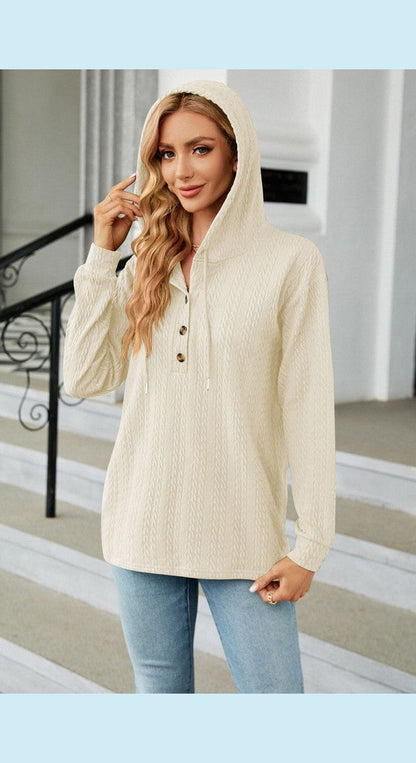 Cable-Knit Long Sleeve Hoodie