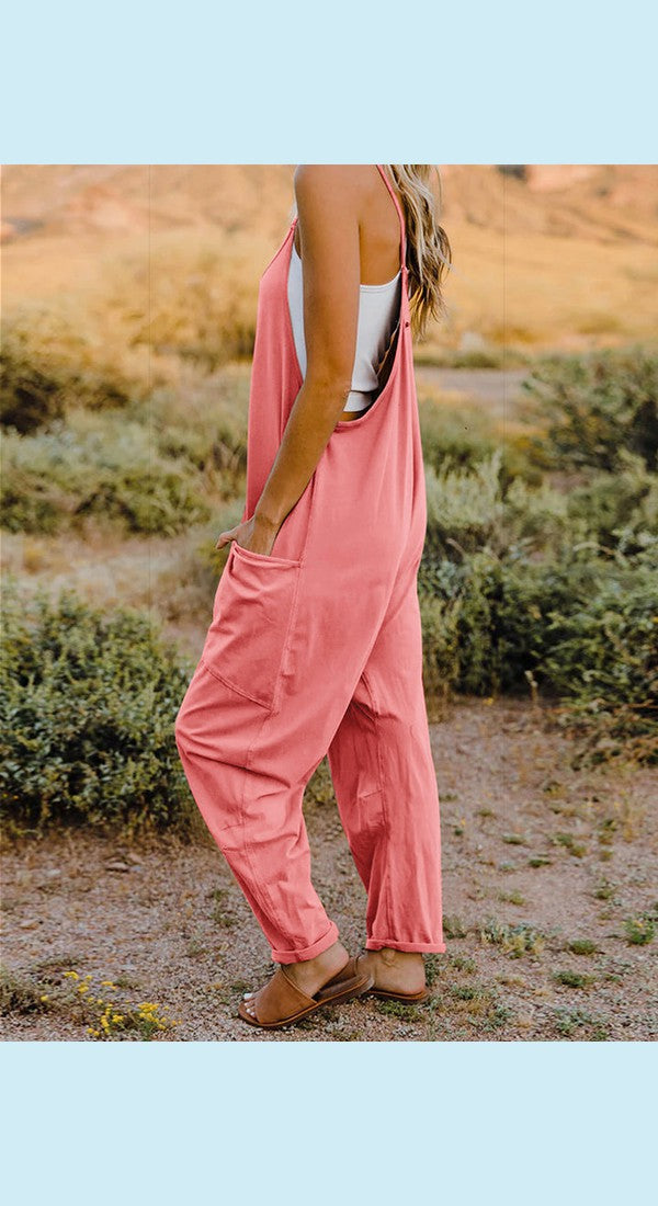 Double Take Full Size Sleeveless V-Neck Pocketed Jumpsuit