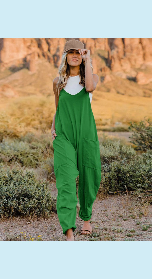 Double Take Full Size Sleeveless V-Neck Pocketed Jumpsuit