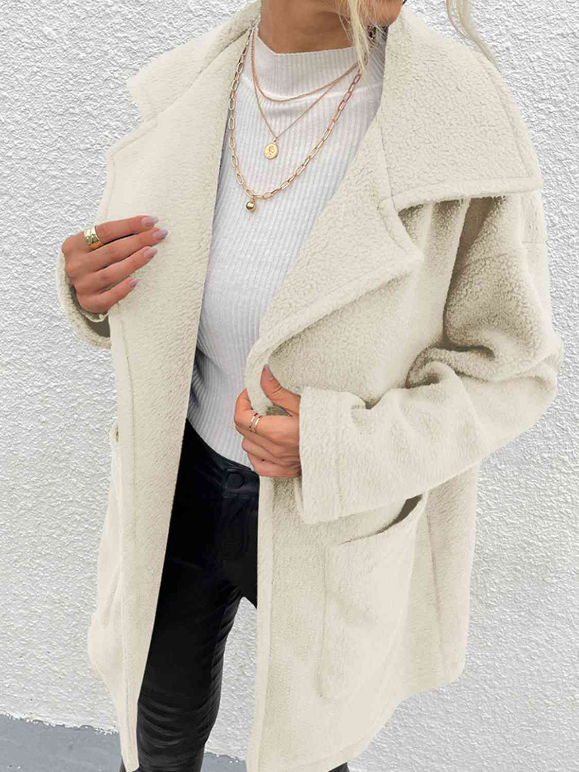 Dropped Shoulder Coat with Pockets