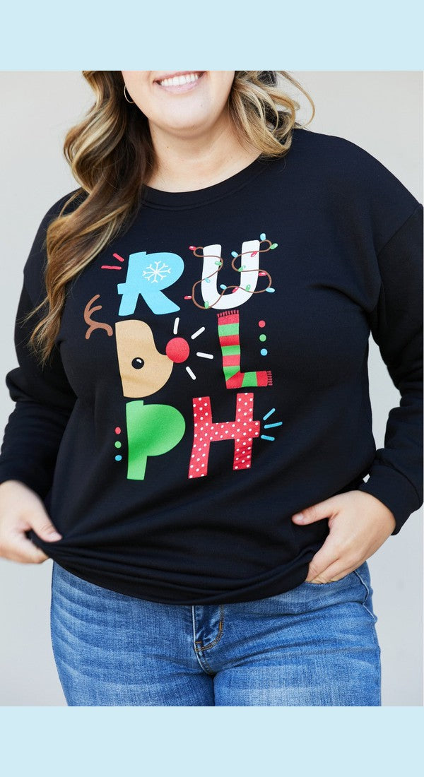 Full Size Christmas Graphic Round Neck Sweatshirt