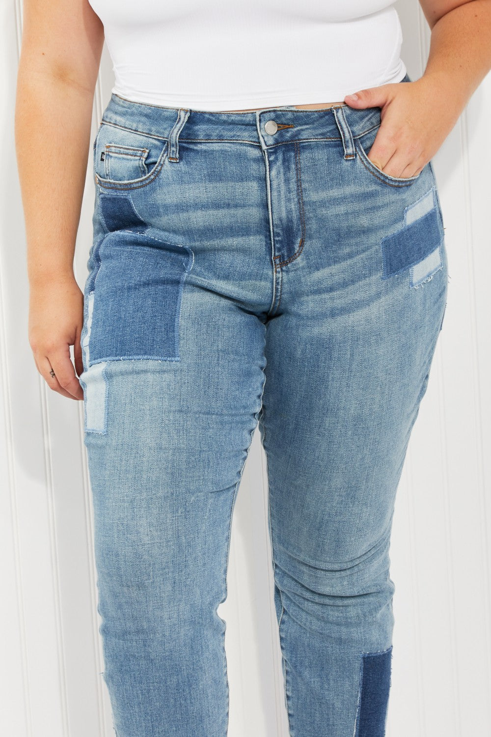 Judy Blue Full Size Patch Boyfriend Jeans