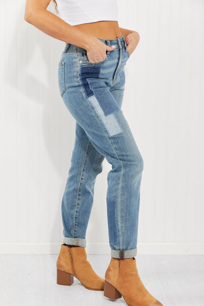 Judy Blue Full Size Patch Boyfriend Jeans