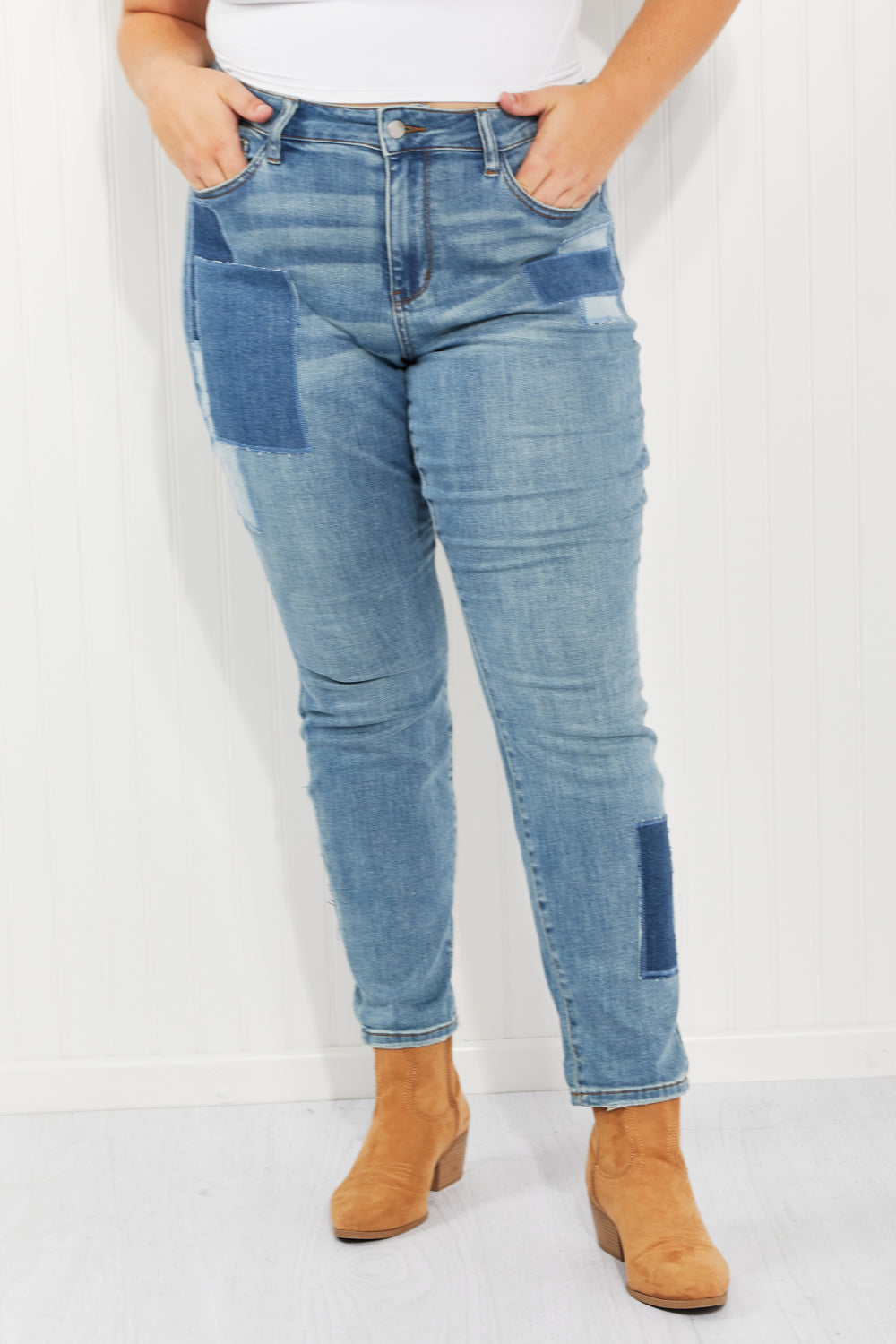 Judy Blue Full Size Patch Boyfriend Jeans