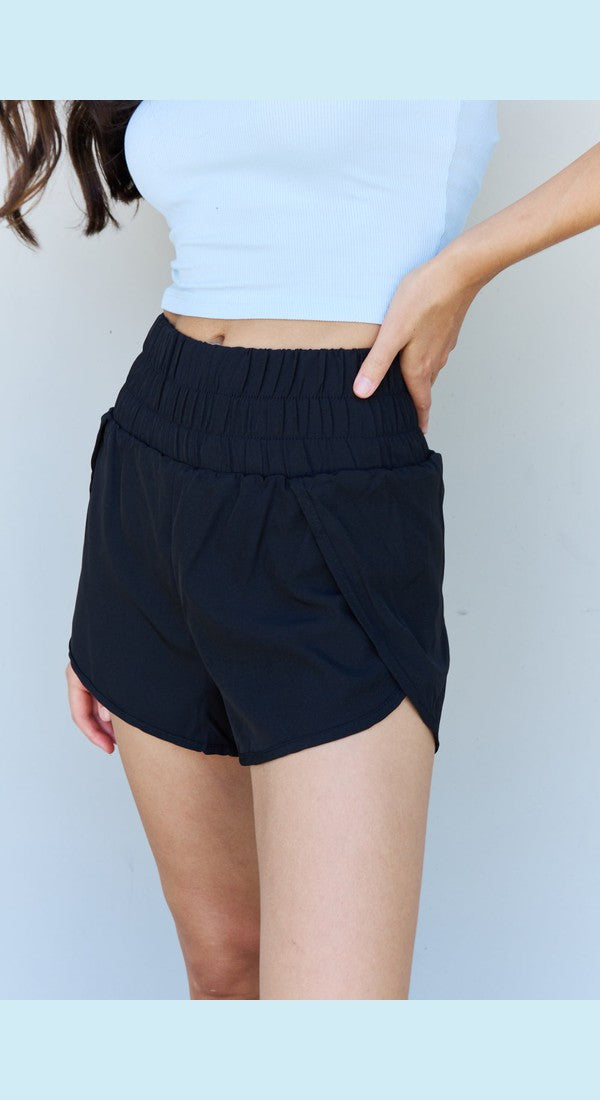 Ninexis Stay Active High Waistband Active Shorts in Black