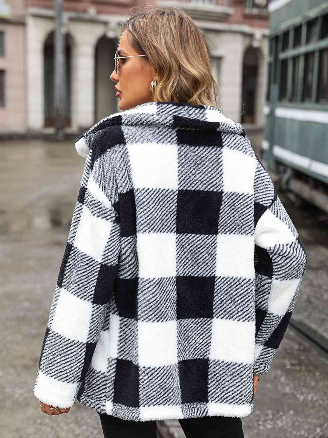 Plaid Collared Neck Button Down Jacket