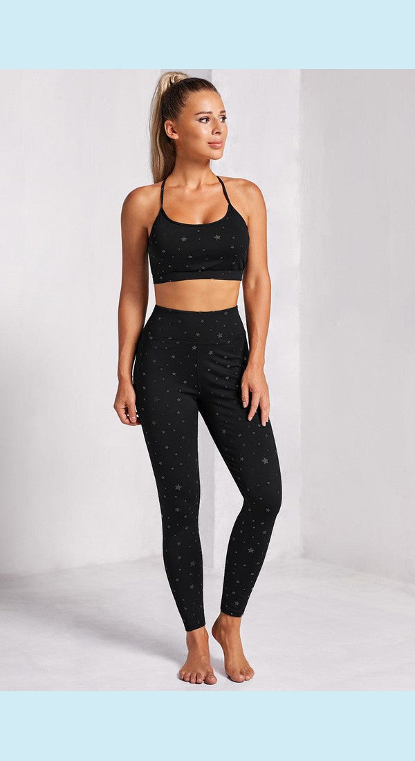 Star Print Sports Bra and Leggings Set