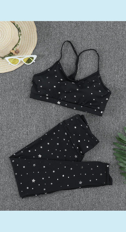 Star Print Sports Bra and Leggings Set