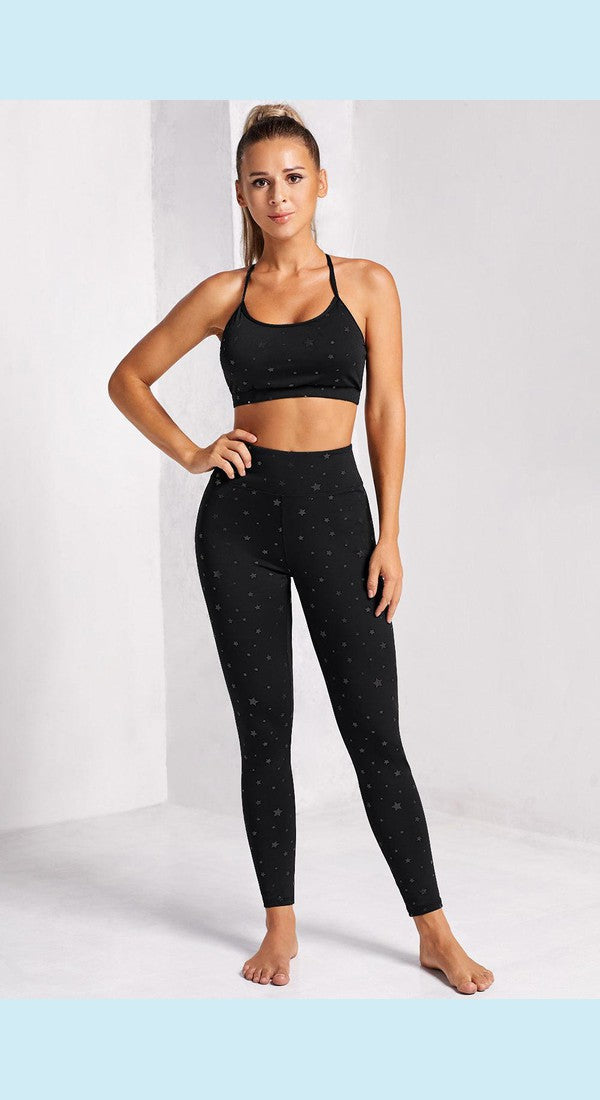 Star Print Sports Bra and Leggings Set