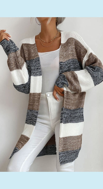 Striped Long Sleeve Duster Cardigan