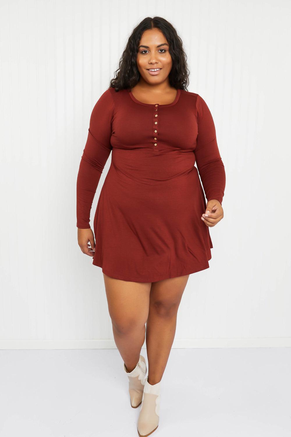 Zenana Portland Pines Full Size Henley Dress