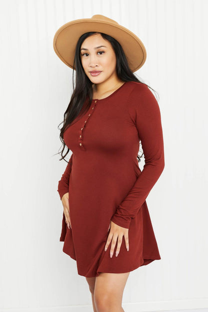 Zenana Portland Pines Full Size Henley Dress