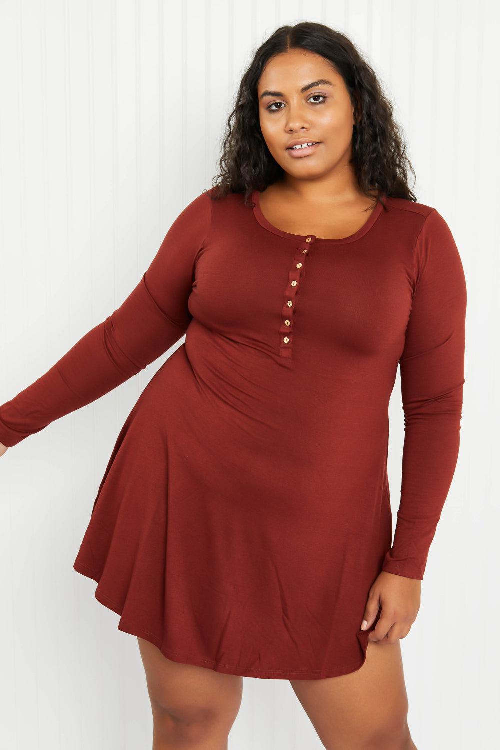 Zenana Portland Pines Full Size Henley Dress